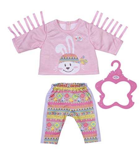 Zapf Creation 830178 BABY born Trendy Pullover Outfit 43cm - Bekleidungsset für Puppen bestehend aus Shirt, Hose und Kleiderbügel, rosa