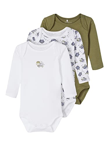 NAME IT Baby Unisex 3er-Pack Langarm Bodys / Größe: 50 - 74