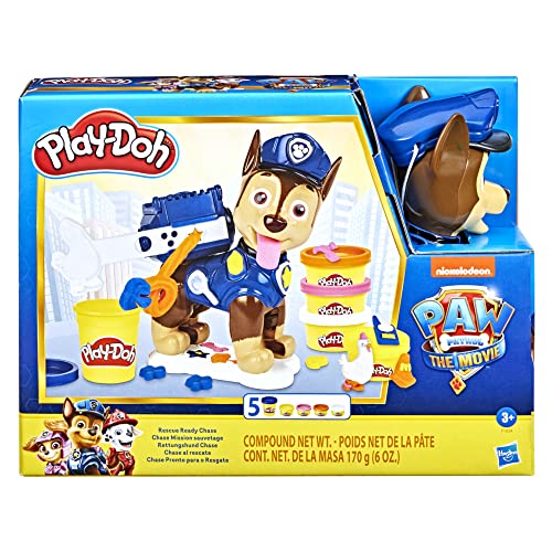 Play-Doh PAW Patrol Rettungshund Chase Spielzeug für Kinder ab 3 Jahren mit 5 Dosen F1834 Mehrfarbig