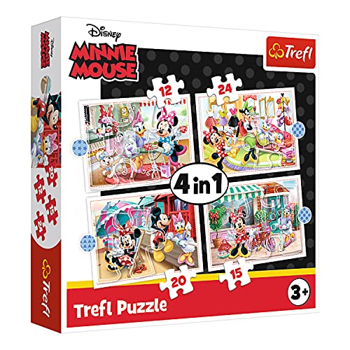 Trefl, Puzzle, Minnie mit Freunden, von 12 bis 24 Teilen, 4 Sets, für Kinder ab 3 Jahren, TR34355, mehrfarbig