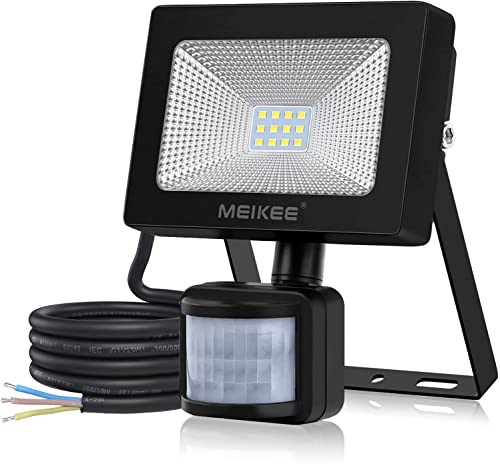 MEIKEE 10W LED Strahler mit Bewegungsmelder Superhell 850LM LED Fluter IP66 Wasserdicht Außenstrahler 6500K Tageslichtweiß Scheinwerfer Außenbeleuchtung für Hof, Garage, Garten [Energieklasse F]