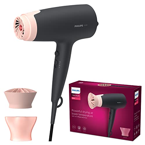 Philips Series 3000 Haartrockner mit ThermoProtect Aufsatz - 2100W, Ionisierungsfunktion, 6 Hitze- und Geschwindigkeitsstufen (Modell BHD350/10)