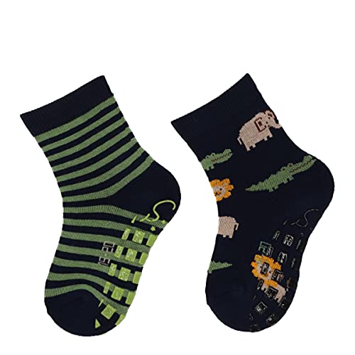 2er Pack Sterntaler Jungen Abs-söckchen Dp Safari+Ringel Hausschuh-Socken / Größe: 20