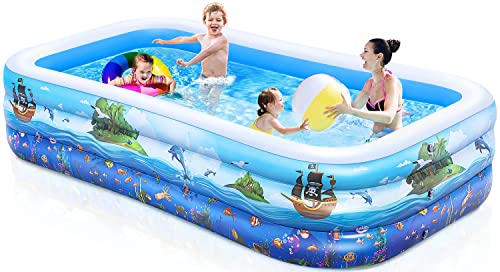 iBaseToy Aufblasbarer Pool - Groß Planschbecken für Kinder, Erwachsene, Babys und Kleinkinder, Family Pool Schwimmbecken für Outdoor, Garten, Sommerwasserparty - Aufblasbarer Kinderpool -  240 x 140 x 56 cm