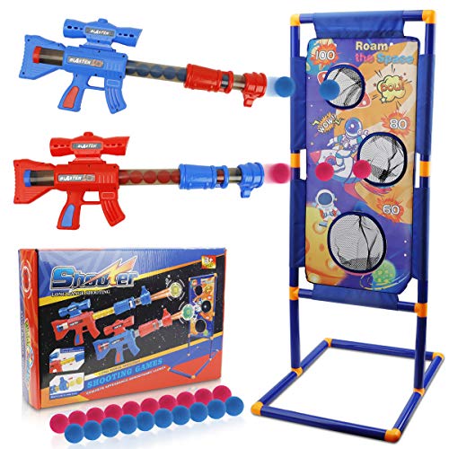 KETIEE Spielzeug Pistole Schaumstoff Blaster Sets, Schaumball Pistole Spielzeug, Weltraumthema Zielscheibe Set Schießspiel Spielzeug mit 2 Air Power Popper Guns für 6 7 8 9 10+ Kinder