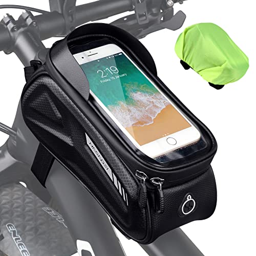 HASAGEI Fahrrad Rahmentasche Handyhalterung Fahrrad Wasserdicht Fahrradzubehör Fahrradtasche Rahmen Rahmentasche Fahrrad für Smartphone unter 7 Zoll