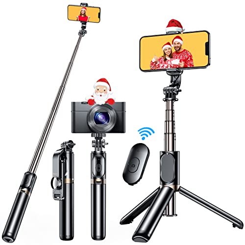 Blukar Bluetooth Selfie Stick Stativ, 4 in 1 Erweiterbar Selfiestick Monopod Selfie-Stange Stab mit Bluetooth-Fernauslöse, 360° Drehbar Monopod Tragbar Handyhalter für 4,7-6,7 Zoll Smartphone