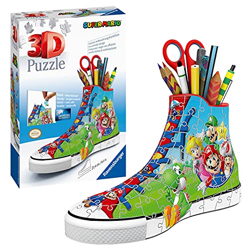 Ravensburger 3D Puzzle Sneaker Super Mario 11267 - praktischer Stiftehalter im Super Mario Design - 108 Teile - ab 8 Jahren