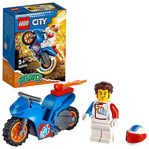 LEGO 60298 City Stuntz Raketen-Stuntbike, Set mit schwungradbetriebenem Motorrad und Rocket-Racer-Minifigur, Spielzeug für Jungen und Mädchen