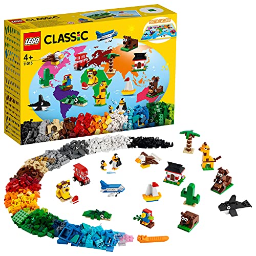 LEGO 11015 Classic Einmal um die Welt Steine, Spielzeug für Kleinkinder ab 4 Jahre mit Bausteinen und baubaren Tieren