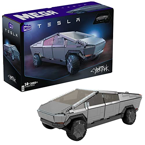 MEGA Construx GWW84 - Tesla Cybertruck, mit 4 Türen und Schiebedach zum öffnen, höhenverstelbarer Federung und mehr, Spielzeug ab 14 Jahren