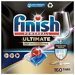 160 Finish Ultimate Infinity Shine Spülmaschinentabs – Geschirrspültabs für ultimative Reinigung, Fettlösekraft und Glanz mit Schutzschild