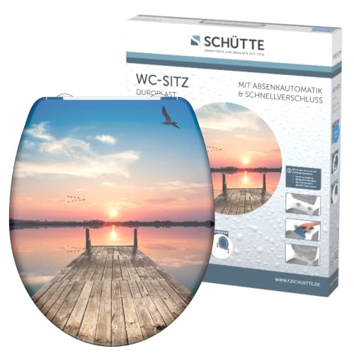 Schütte WC-Sitz SUNSET SKY mit Absenkautomatik, Toilettendeckel mit Motiv und Schnellverschluss für die Reinigung, Duroplast Klodeckel (max. Belastung der Klobrille 150 kg)