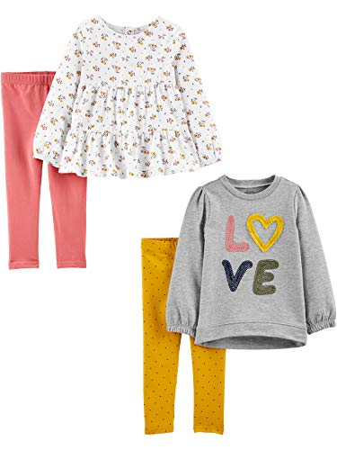 Simple Joys by Carter's Mädchen 4-teiliges Freizeitkleidungsset, Langarmhemden und Hosen / Größe: 12 Monate - 5 Jahre