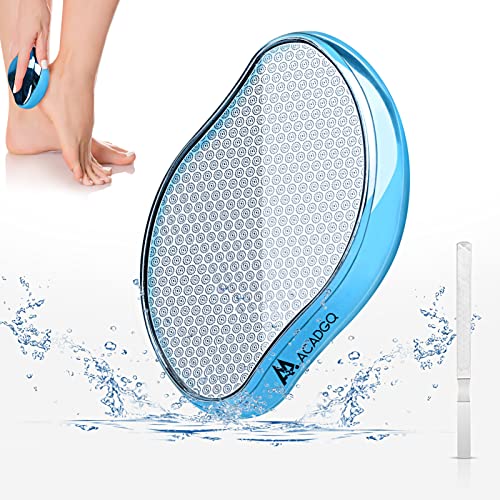 Nano Glas Hornhautentferner, 2 in 1 Nass & Trocken Hornhauthobel, Schnelle, Sichere und Effektive Hornhautfeile für die Häusliche Fußpflege (Hochglanz Blau)