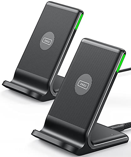 INIU Wireless Charger Ständer [2 Pack], 15W Induktive Schnellladeständer Kabellose Ladestation Handy Ladegerät für iPhone 14 13 12 Mini 11 Pro Max SE Xr X 8 Samsung Galaxy S22 S21 S20 Google Pixel usw