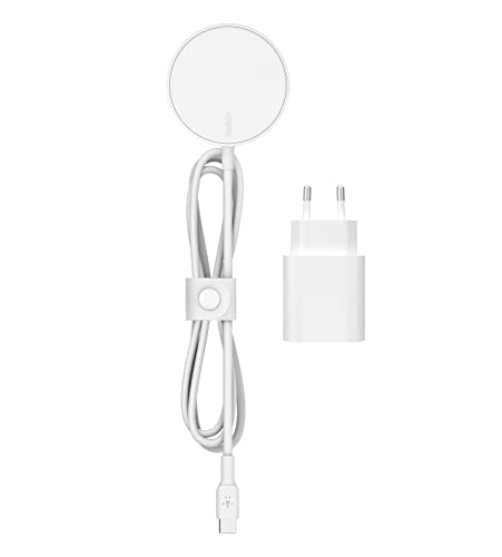 Belkin MagSafe ladegerät, Magnetisches Kabelloses Ladegerät (20-W-Netzladegerät mit 2-m-Kabel enthalten, für die iPhone 13 Serie, iPhone 12 Serie und andere MagSafe-fähige Geräte) – Weiß