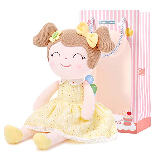 Gloveleya Puppen Babypuppen Weiche Stoffpuppe Puppe Geschenke für mädchen Alter 0+ Gelb