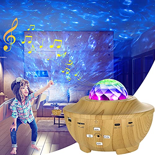 LED Projektor Sternenhimmel, 3 in 1 Galaxy Light, Sternenlicht Stern Projektor mit Bluetooth Lautsprecher/ Starry Stern/360°Drehen Ozeanwellen für Kinder Erwachsene, Party