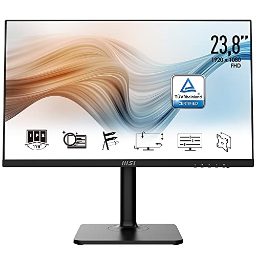 MSI Modern MD241PDE 24 Zoll Business Monitor, FHD (1920x1080), 75 Hz, IPS Panel, USB-C, Schwarz