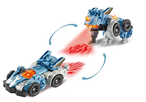 VTech Switch and Go Dinos Fire-Mini-Triceratops – Dino-Auto-Transformer – 2in1 Spielzeug mit Dinostimme, Geräusch- und Lichteffekten – Für Kinder von 3-8 Jahren