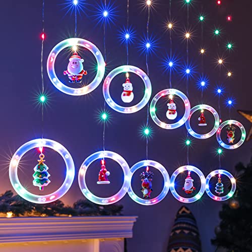 BLOOMWIN Lichtervorhang 3x0,65M Lichterkettenvorhang LED Lichterkette 8 Modi USB Weihnachtsbeleuchtung Stimmungslichter für Fenster Weihnachten Feiertage Fensterdeko Dekobeleuchtungkette Innen Bunt [Energieklasse A+]