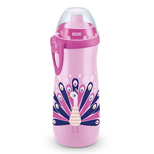 NUK Sports Cup Kinder Trinkflasche mit Chamäleon-Effekt | 24+ Monate | mit Farbwechsel | auslaufsichere Push-Pull-Trinktülle | Clip & Schutzkappe | BPA-frei | 450 ml