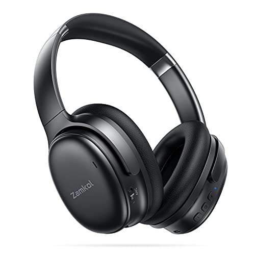 Noise Cancelling Kopfhörer kabellos Bluetooth 5.0, Zamkol Bluetooth kopfhörer Over-Ear mit 30h Akku, Mikro, Sprachanruf, Hi-Fi-Stereo-Tiefbass, Geringer Latenz, kompatibel mit iOS und Android