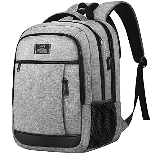 QINOL Laptop Rucksack Herren Rucksack Damen Anti-Diebstahl Rucksack für 15,6 Zoll Laptop Schulrucksack Multifunktion Business Notebook Tasche Wasserdicht mit USB Ladeanschluss für Arbeit Reisen