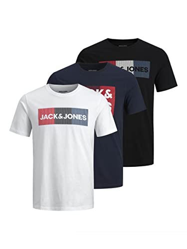 3er Pack  JACK & JONES Male T-Shirt klassisch Logoprint / Größe: XS - XXL