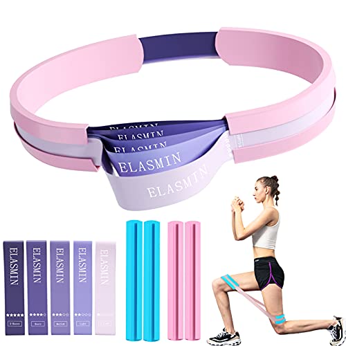 Fitnessbänder Case Fitnessband mit 4 Stärken Anti-Curl Protektor Gymnastikband in 5 Stärken Latex Widerstandsbänder Krafttraining für Mann Frau für Fitness, Yoga, Muskelaufbau und mehr