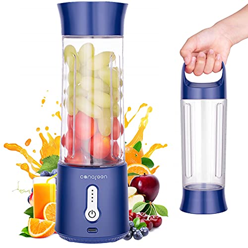 Canareen Blender Mixer Smoothie Maker - 500ML Tragbarer Mixer für Smoothies und Shakes | 4000mAh wiederaufladbarer USB Smoothie Mixer mit sechs Klingen | Hand Blender für Sportreise-Fitnessstudio