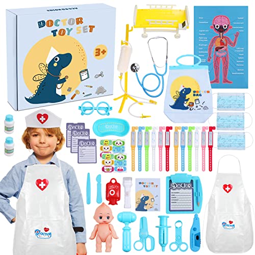Gemeer arztkoffer Kinder - 43 PCS doktorkoffer Kinder für Junge, medizinisches Kit, Phantasiespielzeug, Geschenk für Kinder ab 3 Jahren