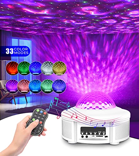 Sternenhimmel Projektor, Ozeanwellen Galaxy Projektor Nachtlicht Kinder Erwachsene mit Bluetooth/Musikplayer/360°Drehen, LED Projektor Sternenhimmel für Party Geburtztag zimmer/gaming deko (Silber)