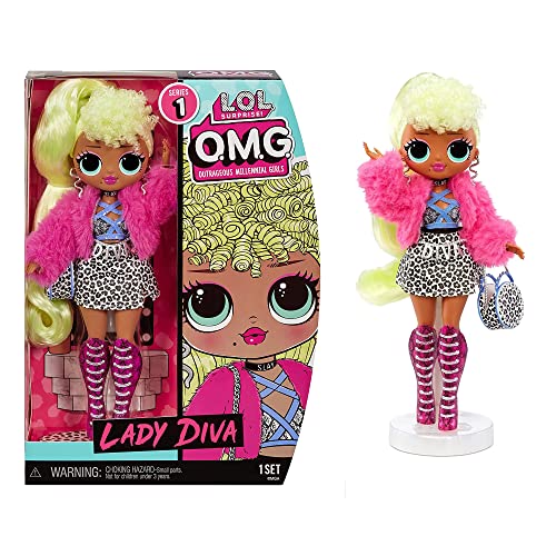 LOL Surprise OMG Modepuppe Serie 1 - LADY DIVA - Ausgefallene Mode, Accessoires, Schuhe und mehr - Limitierte Neuauflage zum Sammeln - Für Jungen und Mädchen ab 4 Jahren