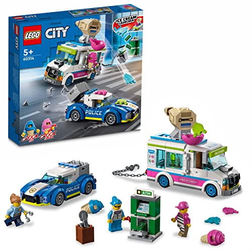 LEGO 60314 City Eiswagen-Verfolgungsjagd, Polizeiverfolgung mit Eiskanone und Abfangfahrzeug, Polizei-Spielzeug für Jungen und Mädchen ab 5 Jahren