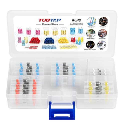 TUBTAP® 100pcs Lötverbinder, 4 Verschiedene Größen Schrumpfverbinder Stoßverbinder Quetschverbinder Kabelverbinder,Lötverbinder Set Sortiment