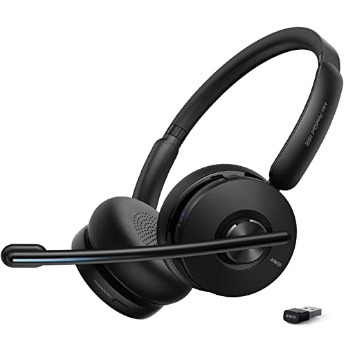 Anker PowerConf H500, Bluetooth Dual-Ear Headset mit Mikrofon, Audioaufnahmen, Abschrift von Meetings, Anrufe mit K.I, Kompatibel mit Apps und Plattformen, 24h Akkuleistung