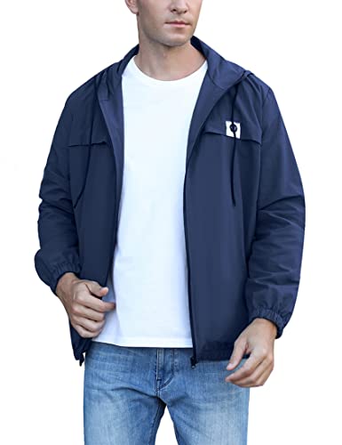 NC Herren Wasserdichte Regenjacke Atmungsaktiv Wasserdicht Regenmantel Outdoor Regen Jacke Windbreaker Raincoat Outdoorjacke Übergangs mit Kapuze, Größe S, M, L, XXL