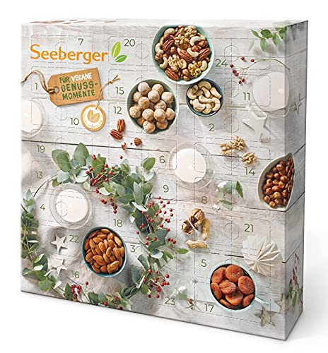 Seeberger Adventskalender 2022, Vegan Edition: Weihnachtskalender mit 24 natürlichen Snacks - befüllt mit leckeren Nüssen, Trockenfrüchten & Fruchtkugeln - ohne Zusatz von Zucker & Salz, vegan