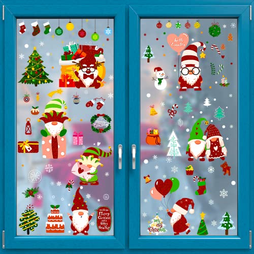 Fensterbilder Weihnachten, 150 Stück 9 Blätter PVC Fensteraufkleber Fensterdeko für Kinderzimmer Glas Türen Schaufenster Vitrinen Deko