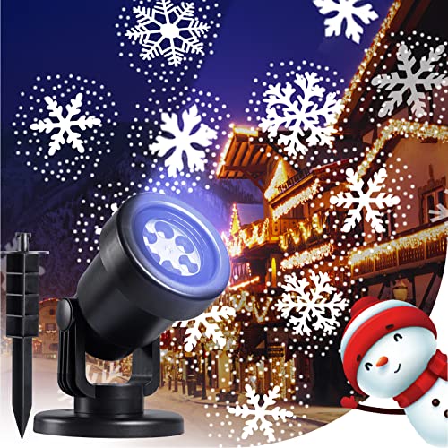 LED Schnee Projektionslampe für Innen und Außen, Dekrativ Weihnachtsbeleuchtung Projektor mit Rotierenden Schneeflocken