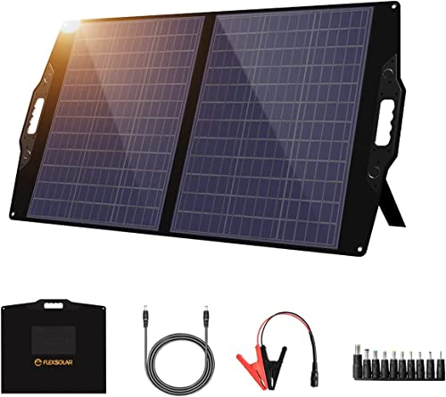 FlexSolar 100W Solarpanel Faltbar 12V-19V Faltbares Solarladegerät mit USB/TypeC/DC-Anschluss, kompatibel mit Telefonen/iPad/Laptop/Jackery Power Station für Camping, Wandern