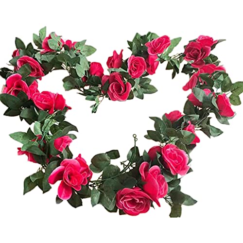 2 Stück Künstliche Rosen Girlande, Kunstblumen Seidenblumen Blumen Rose , Blumengirlande Rosen Rebe Seidenblumen Hängend