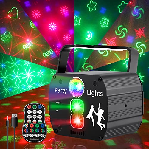 Walliebe Partylicht Discolicht, Discokugel mit Muster Weihnachten, LED RGB Partybeleuchtung mit Musikgesteuert Timerfunktion Fernbedienung, Strobe Licht für Geburtstag Karaoke [Energieklasse A++]
