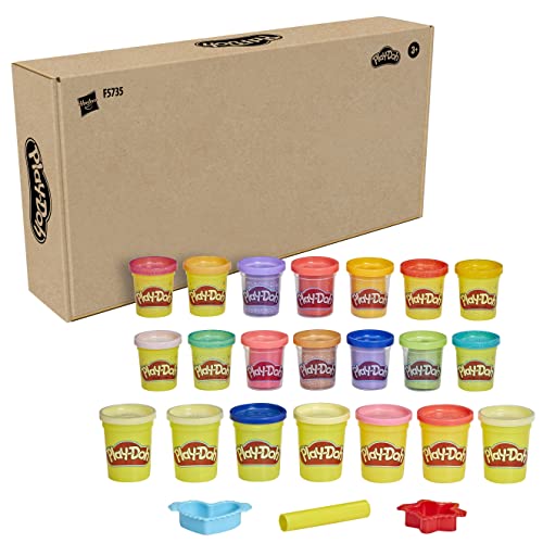Play-Doh Bunt und Fröhlich Vielfalt Pack mit 21 Dosen, darunter Glitzerknete und Schimmerglanzknete