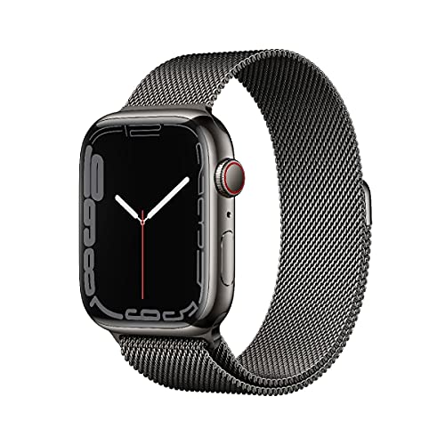 Apple Watch Series 7 (GPS + Cellular, 45mm) - Edelstahlgehäuse Graphit, Milanaise Armband Graphit