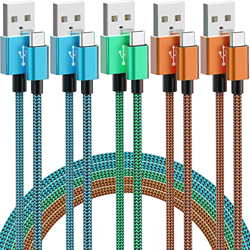 USB C Kabel, [5 Pack 2M] Nylon USB Typ C Kabel 3A USB C Ladekabel und Datenkabel Fast Charge für Samsung Galaxy S10/S9/S8+, Huawei P30,OnePlus