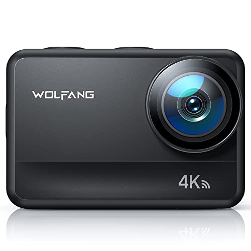 WOLFANG GA400 Action Cam 4K 60FPS Unterwasserkamera WiFi 8M Wasserdicht ohne Gehäuse 3.0 EIS Bildstabilisator Touchscreen Helmkamera (Fernbedienung, 2 x 1350mAh Akkus und Zubehör Kit)