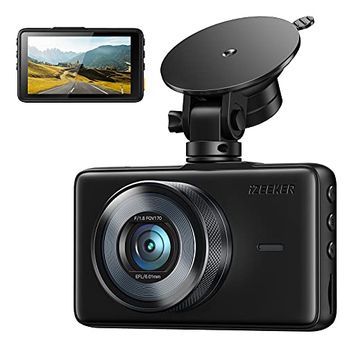 iZEEKER Dashcam Auto 1080P, Autokamera mit 3 Zoll LCD-Bildschirm, 170 ° Weitwinkel, 360° Drehbarer Saugnapf, Super Nachtsicht